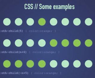 CSS. Как выбрать каждый первый, второй и так далее элементы списка или таблицы или блока?